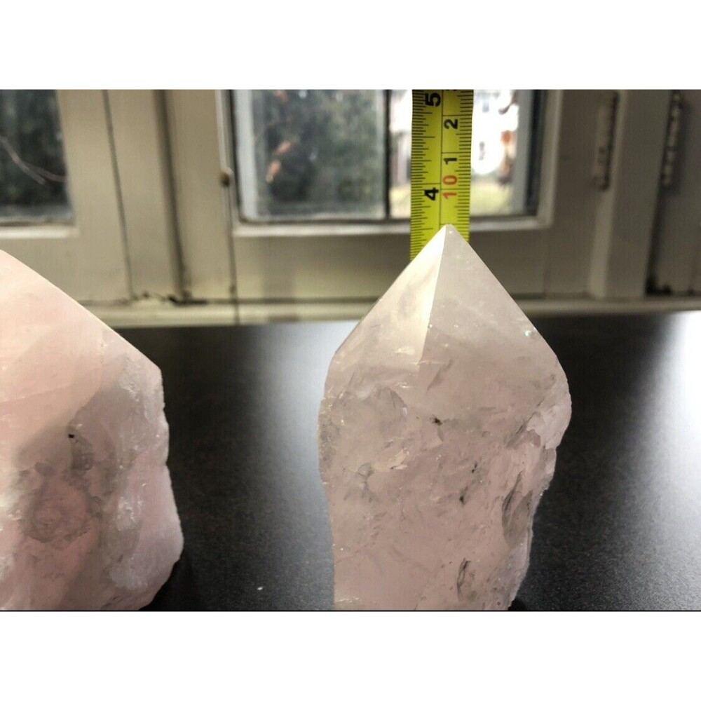 Pink Rose Quartz Tower Set Healing Love Stones Crystals Recharge Chakras 11 13oz - Picture 9 of 16